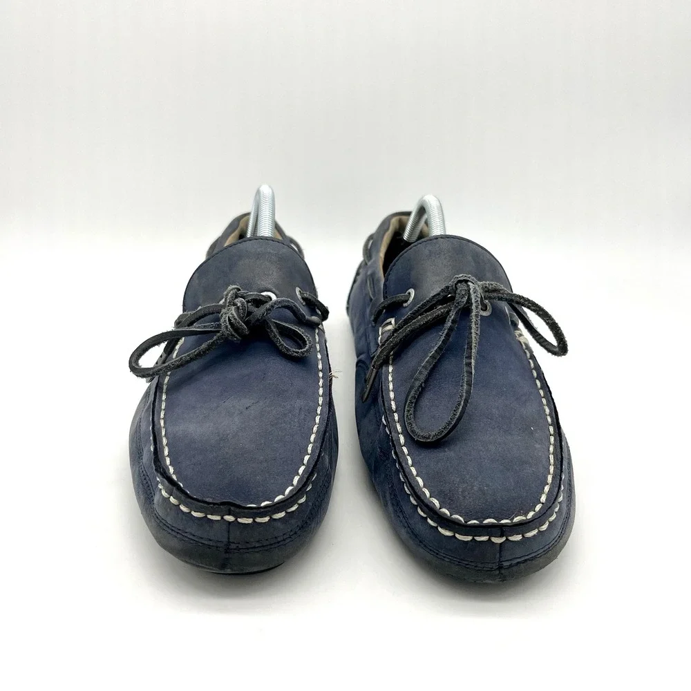 Sebago Boat Shoes Driving Moccasins Kedge Tie Navy Nubuck Leather Mens 10M
